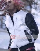 Flex Like Ouu Lil Pump White Bomber Leather Jacket