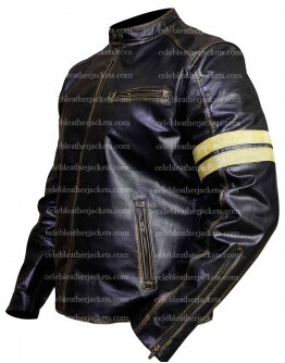 Cafe Racer Black Motorcycle Vintage Distressed Leather Jacket