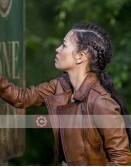The Walking Dead Christian Serratos Brown Leather Jacket