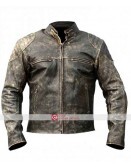 Mens Antique Retro Biker Distressed Leather Jacket