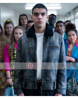 Sex Education Rahim Distressed Leather Jacket  