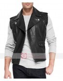 Black Biker Leather Vest Men's