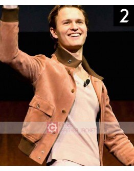 Ansel Elgort The Late Late Show Orange Jacket