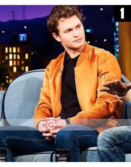 Ansel Elgort The Late Late Show Orange Jacket