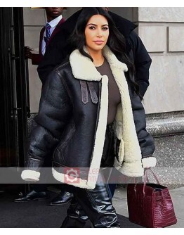 Kim Kardashian Shearling Leather Jacket
