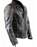 Brando Style Vintage Distressed Motorcycle Black Leather Jacket