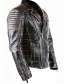Brando Style Vintage Distressed Motorcycle Black Leather Jacket