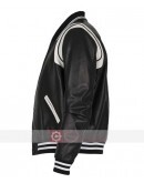 Black And White Letterman Bomber Leather Jacket
