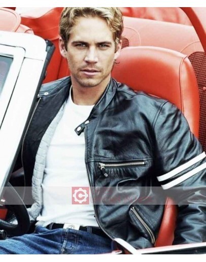 Fast And Furious 7 Paul Walker Black Leather Jacket  
