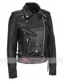 Women Heavy Cowhide Motorbikers Leather Jacket