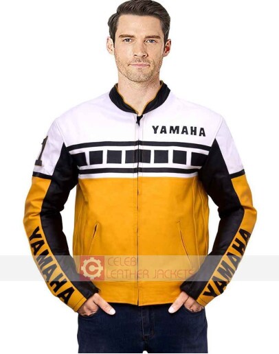 Yamaha Motorcycle Riding Yellow Leather Jacket