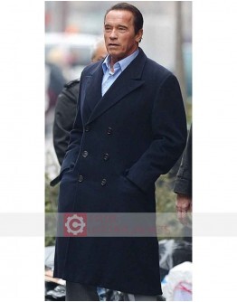 Arnold Schwarzenegger Navy Blue Trench Coat