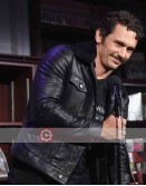 James Franco Black Leather Jacket With Fur Collar