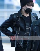 BTS Jungkook Black Biker Leather Jacket