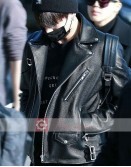 BTS Jungkook Black Biker Leather Jacket