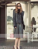 Olivia Palermo Napoleon Military Style Black Leather Jacket