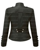 Olivia Palermo Napoleon Military Style Black Leather Jacket