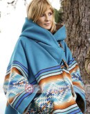 Yellowstone Kelly Reilly (Beth Dutton) Blue Poncho Coat