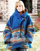Yellowstone Kelly Reilly (Beth Dutton) Blue Poncho Coat