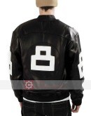 8 Ball Black & White Bomber Leather Jacket
