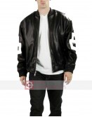 8 Ball Red & White Bomber Leather Jacket