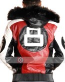 8 Ball Red & White Bomber Leather Jacket
