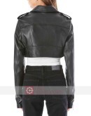 218W Perfecto Cropped Black Leather Jacket