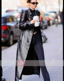 Model Kendall Jenner Black Trench Coat