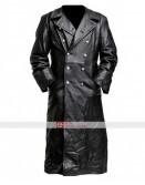 German Classic Officer Military Trench Leather Coat
