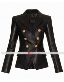 Kim Kardashian Double Breasted Leather Blazer
