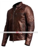 Cafe Racer Brown Biker Motorcycle Vintage Leather Jacket