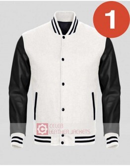 Bomber Men's Varsity Black and White Jacket