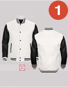 Bomber Men's Varsity Black and White Jacket