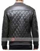 Men's Grey Quilted Biker Bomber Leather Jacket