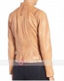Moto Women's Tan Brown Leather Jacket
