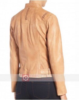 Moto Women's Tan Brown Leather Jacket