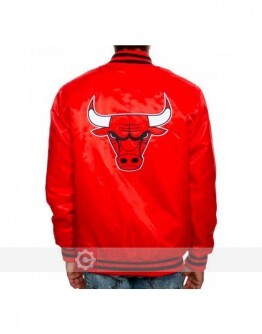 CHICAGO MEN'S BULLS RED SATIN JACKET