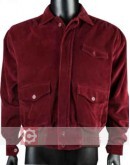 Mens Red Corduroy Bomber Jacket