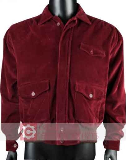 Mens Red Corduroy Bomber Jacket