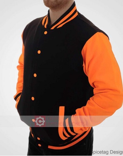Varsity Men's Black and Orange Jacket