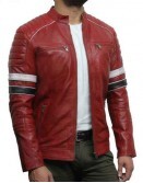 Slim Fit Quilted Men's Biker Red Jacket