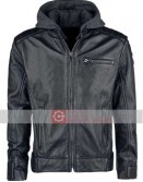 Dark Knight Batman Black Leather Hoodie Jacket