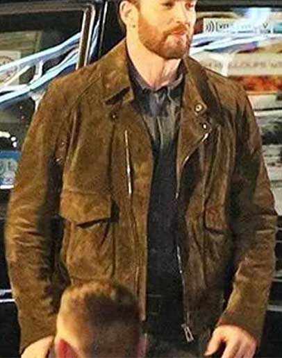 Ghosted 2023 Chris Evans Suede Leather Jacket