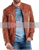 Men’s Crinkle Brown Biker Jacket