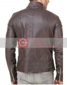 Men's Dual Zipper Biker Brown Jacket