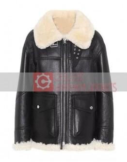 Womens Aviator Ivory Shearling Jacket