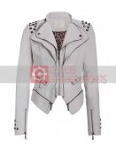 Womens White Studded Punk Jacket