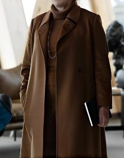 Succession S04 Gerri Kellman Wool Brown Coat