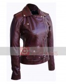 Brando Women Distressed Belt Jacket