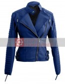 Leather Skin Blue Women Brando Style Jacket